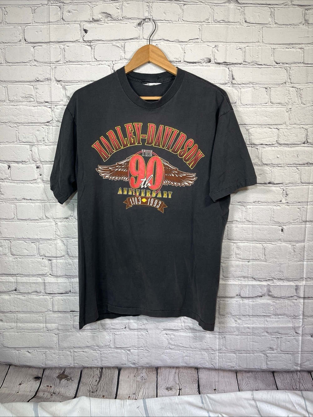 Vintage Harley Davidson 90th Anniversary Shirt Mens Size Medium Black 1992
